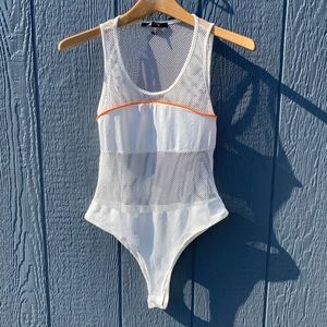 White Fishnet Bodysuit XL